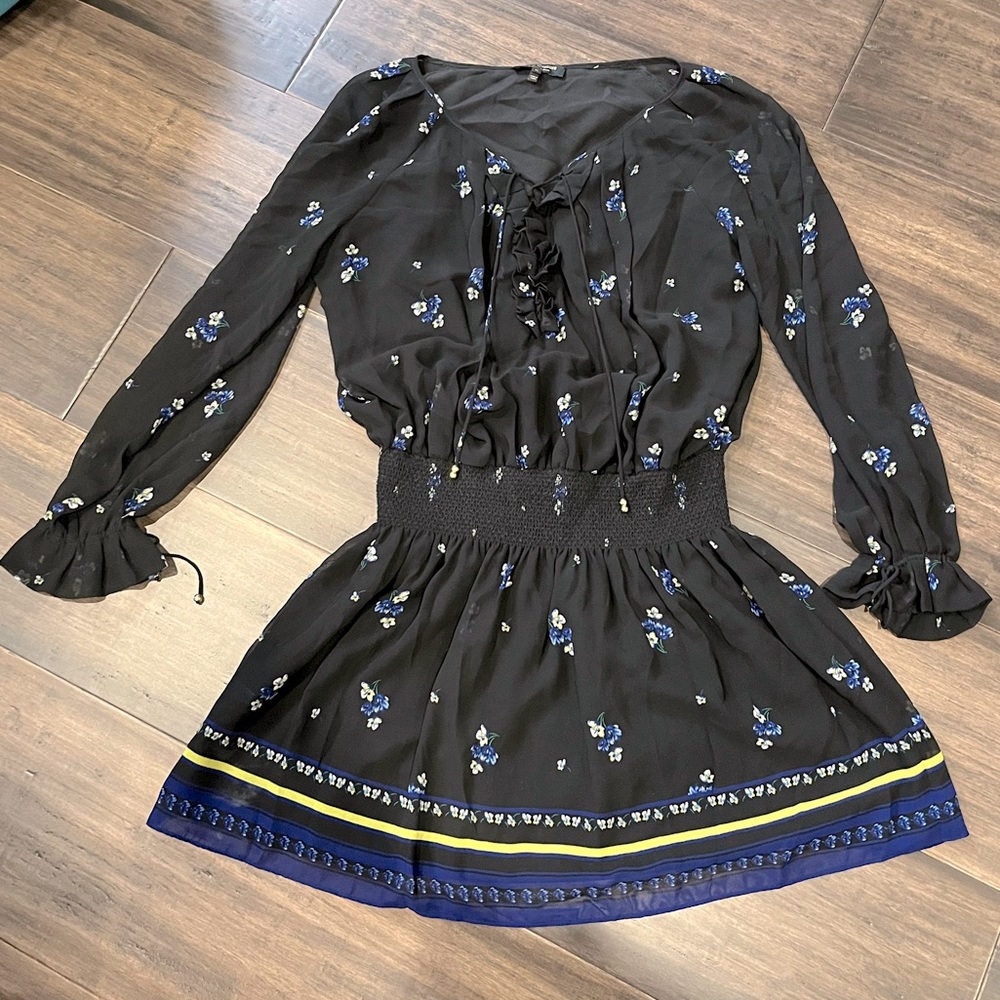 JUICY COUTURE black and floral print dress with cinch waist